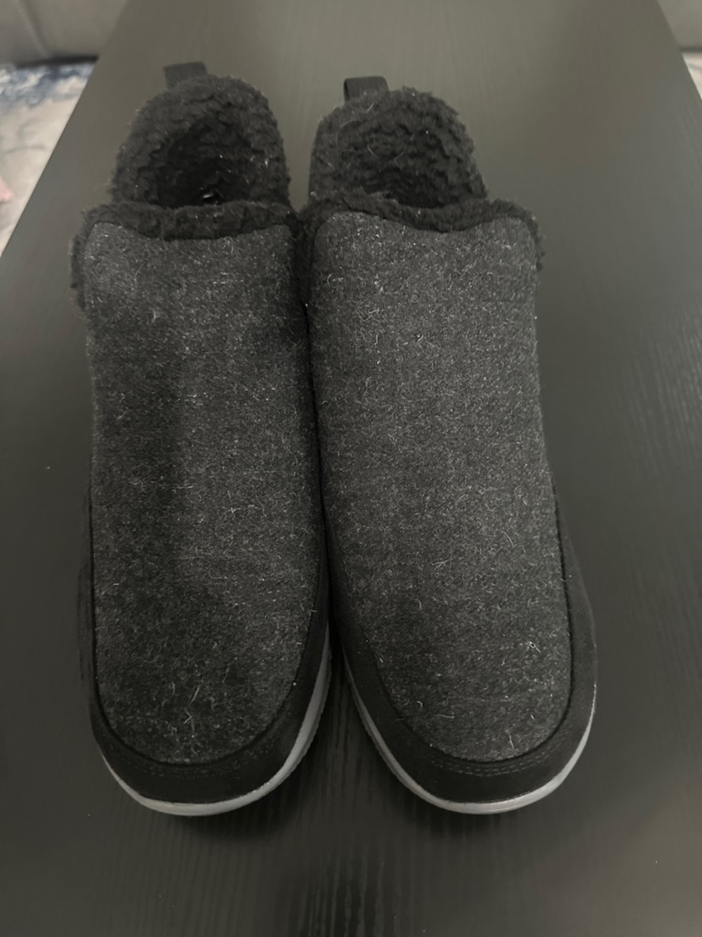 Skechers Women's Charcoal Gray Fleece-Lined Slip-On Booties